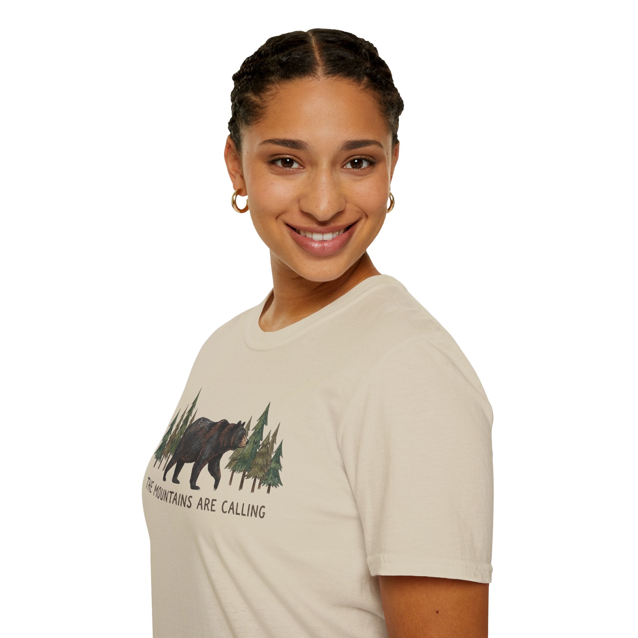 "The Mountains Are Calling" Bear and Pines T-Shirt — Outdoor Graphic Tee