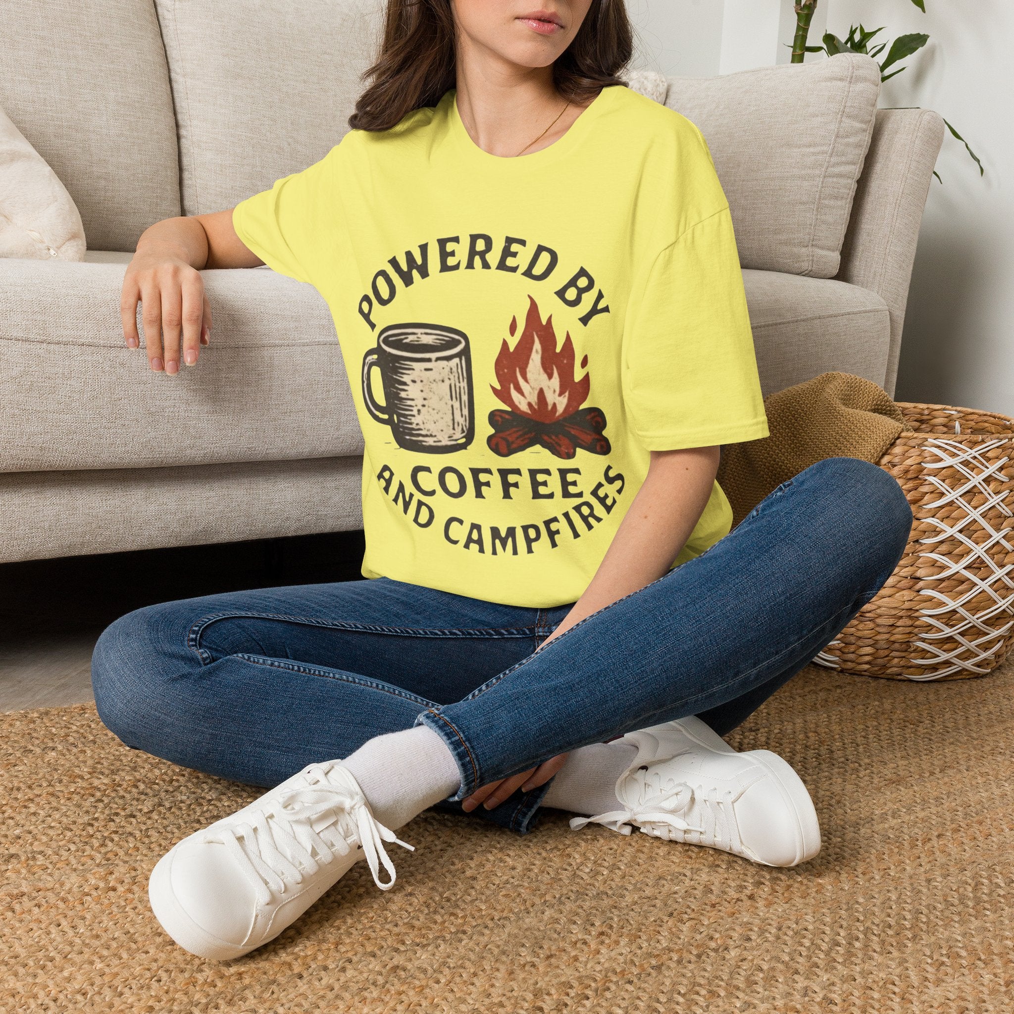 Powered By Coffee And Campfires Vintage Camping T-Shirt