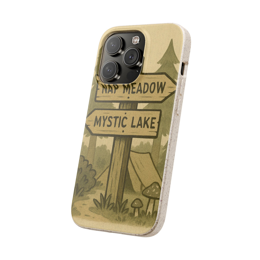 Biodegradable Phone Case — 'Nap Meadow' Mystic Lake Camping Design