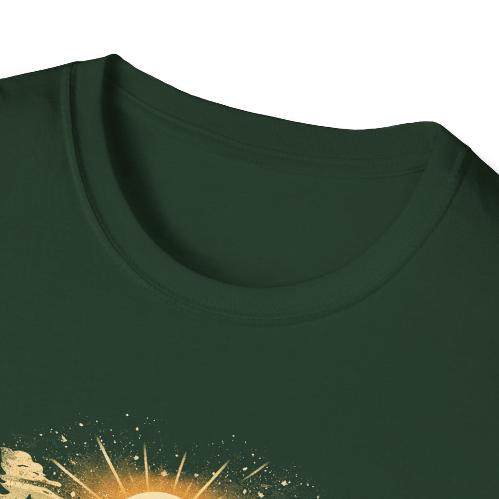 T-Shirt — "Into The Woods I Go" Vintage Forest Sunset Tee