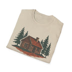Vintage Cozy Cabin T-Shirt — Faded Pine Tree Cabin Tee