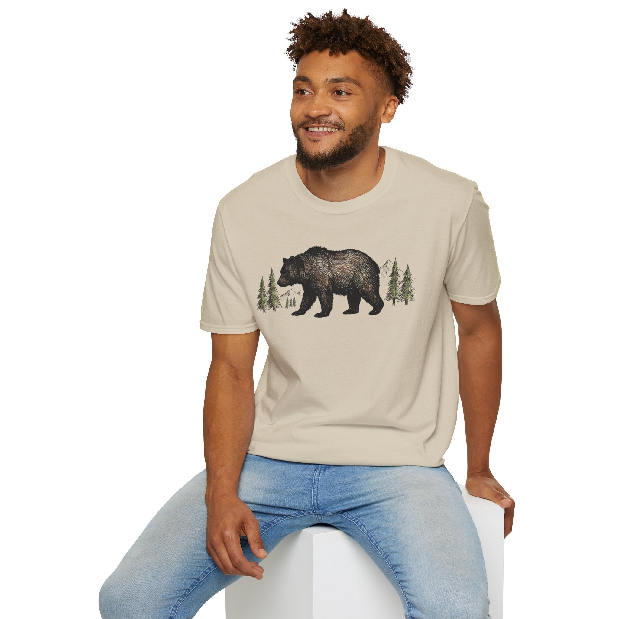 Bear & Forest T‑Shirt - Rustic Woodland Graphic Tee