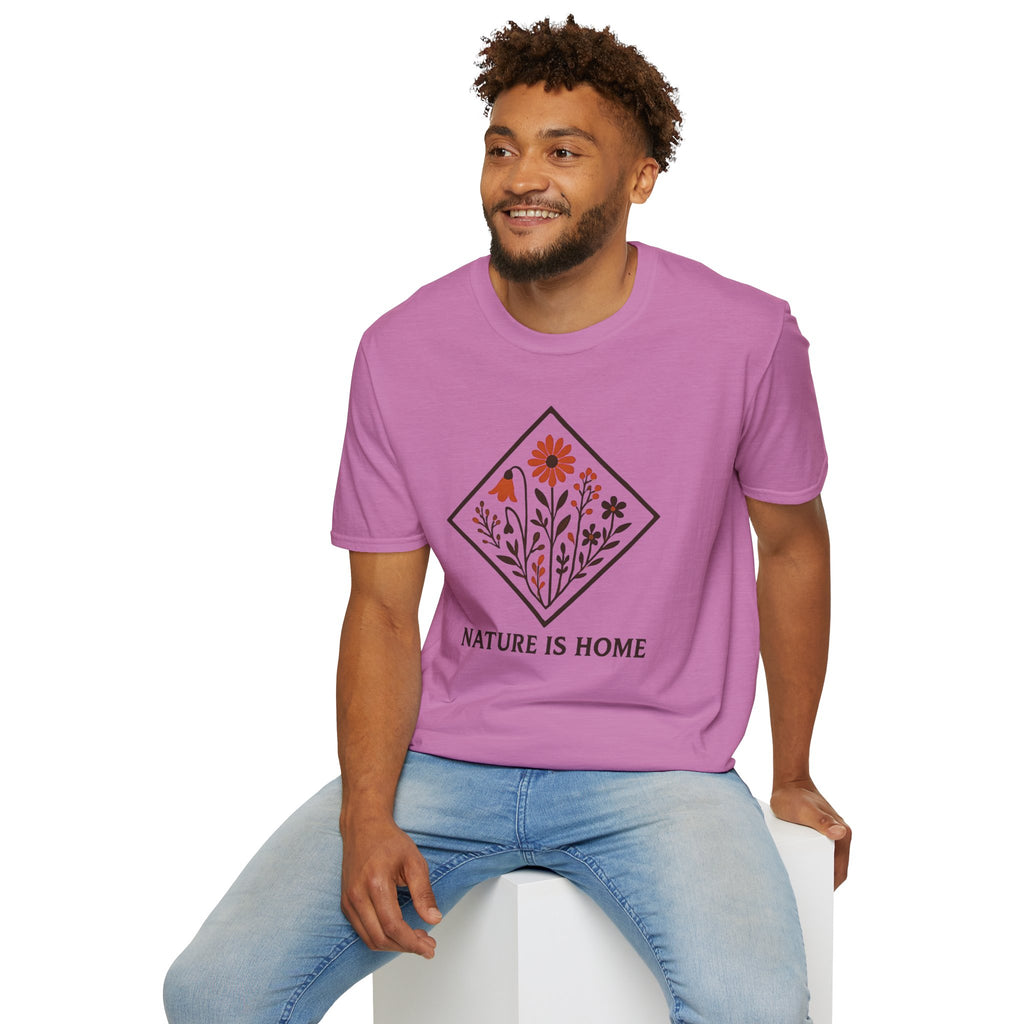 Floral Motif "Nature Is Home" T-Shirt