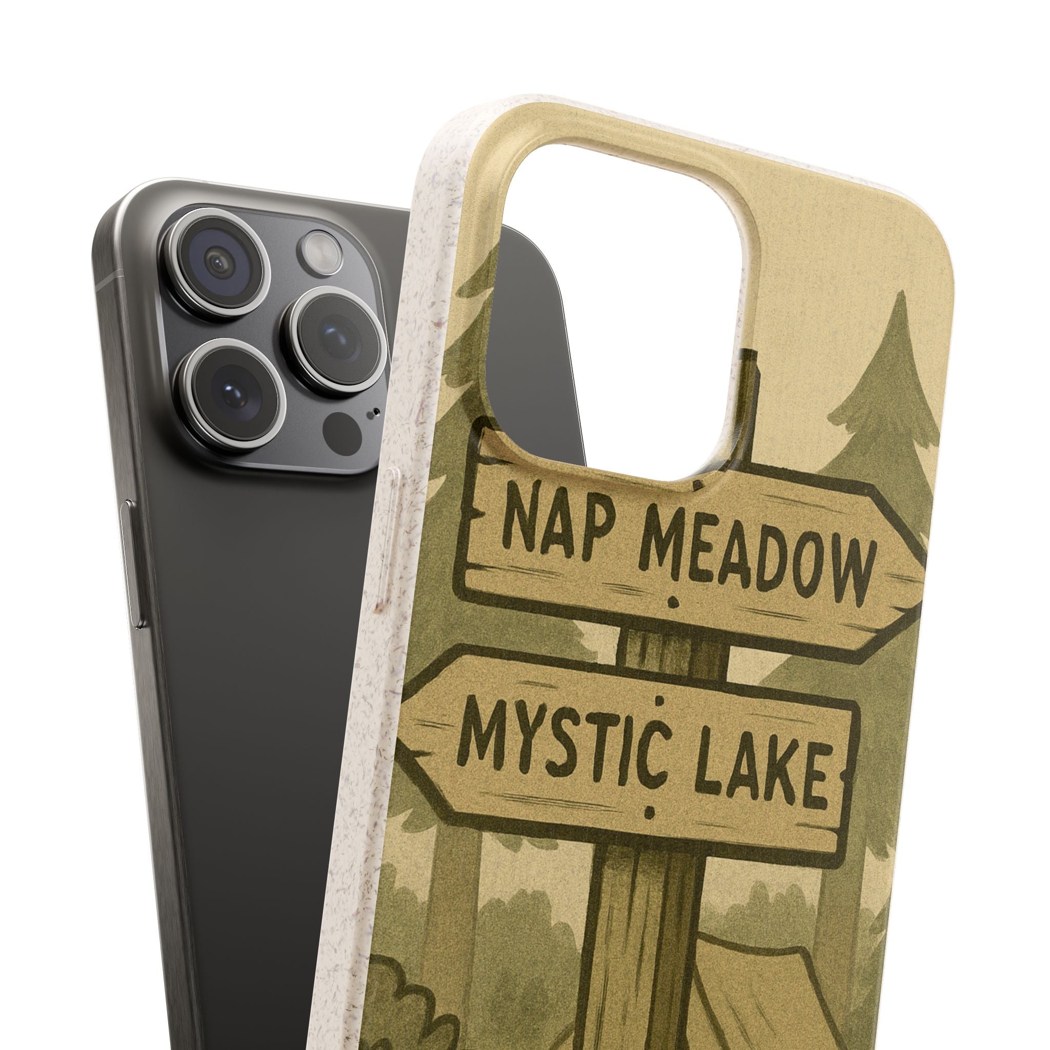 Biodegradable Phone Case — 'Nap Meadow' Mystic Lake Camping Design