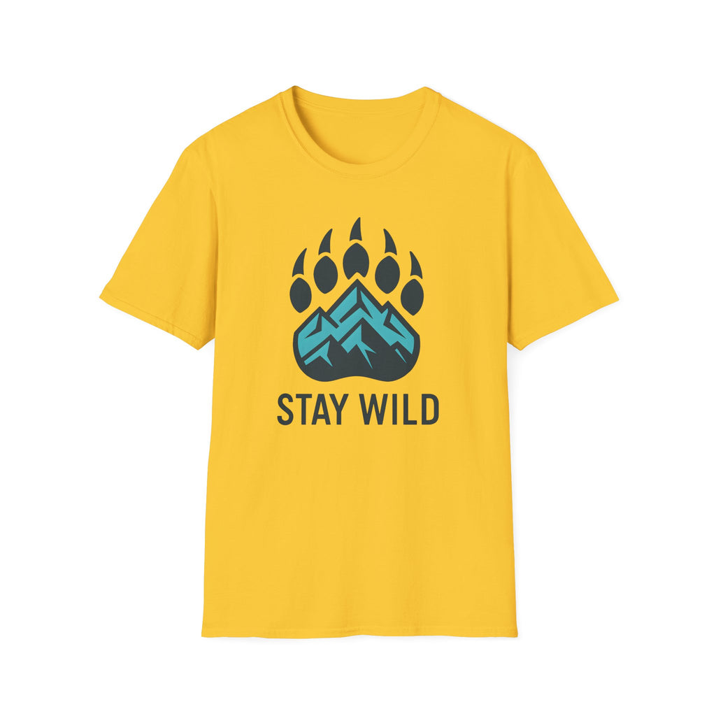 "Stay Wild" Bear Footprint Mountain Emblem T-Shirt