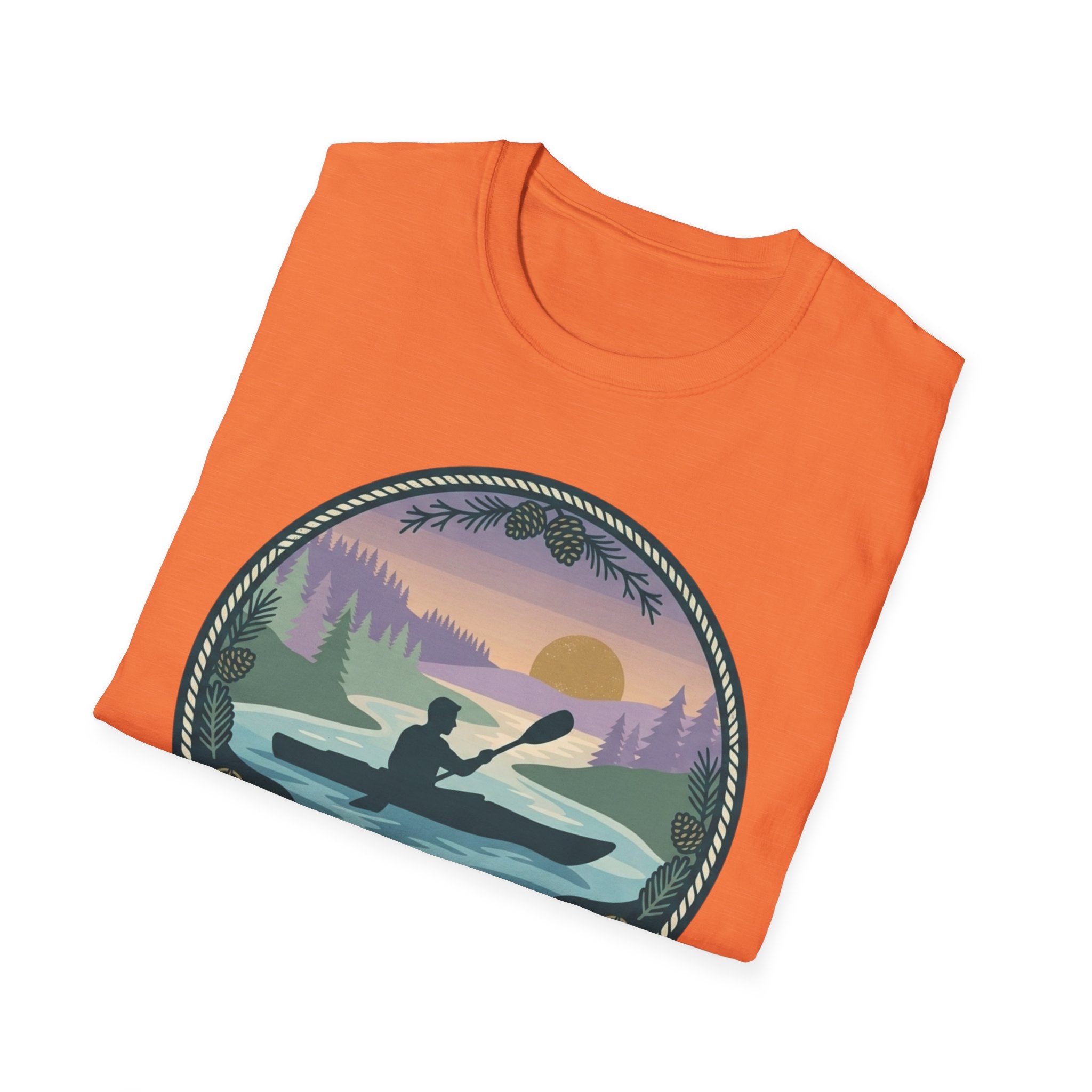 Kayak Sunset T‑Shirt — "Drift Into The Quiet Places" Outdoor Relaxation Tee