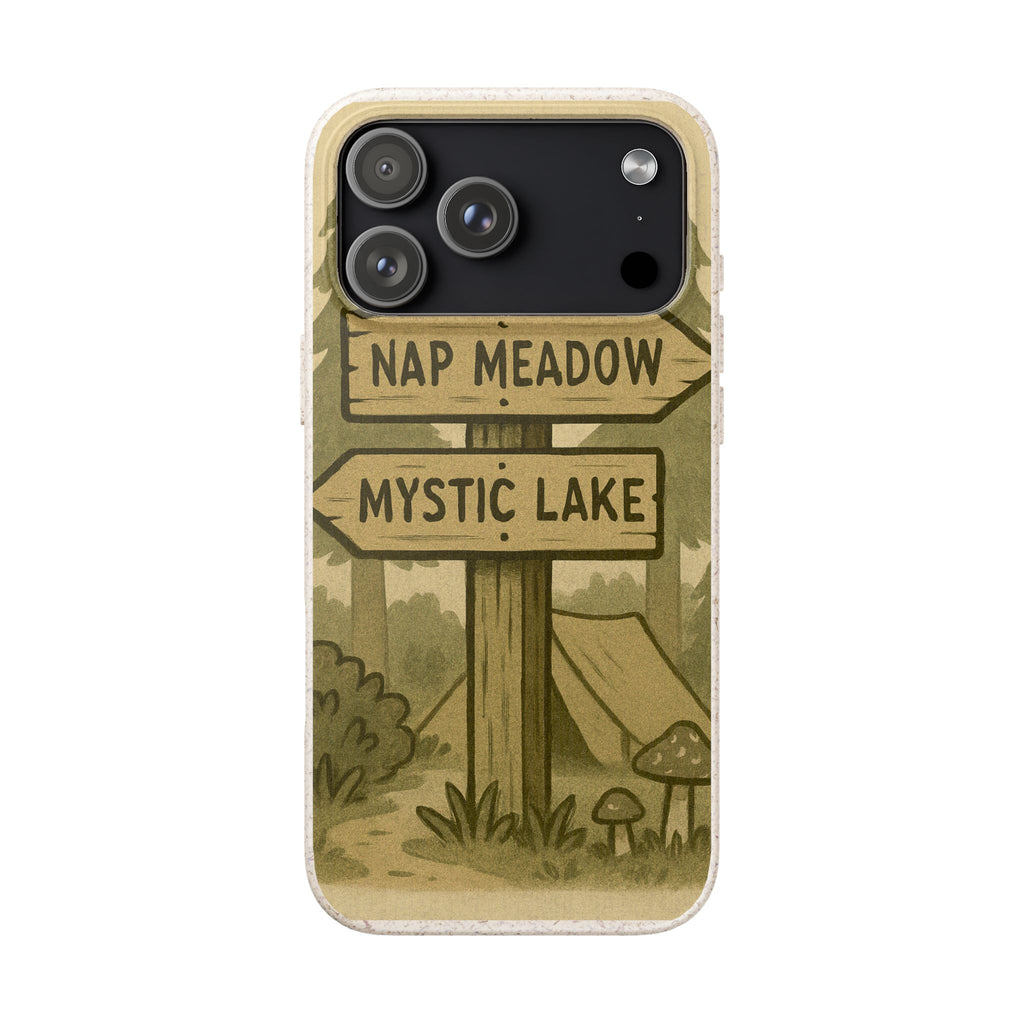 Biodegradable Phone Case — 'Nap Meadow' Mystic Lake Camping Design