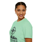 "Seek New Trails" Compass Over Mountains T-Shirt