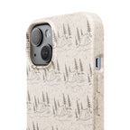Biodegradable Phone Case — Eco-Friendly Forest Sketch Pattern