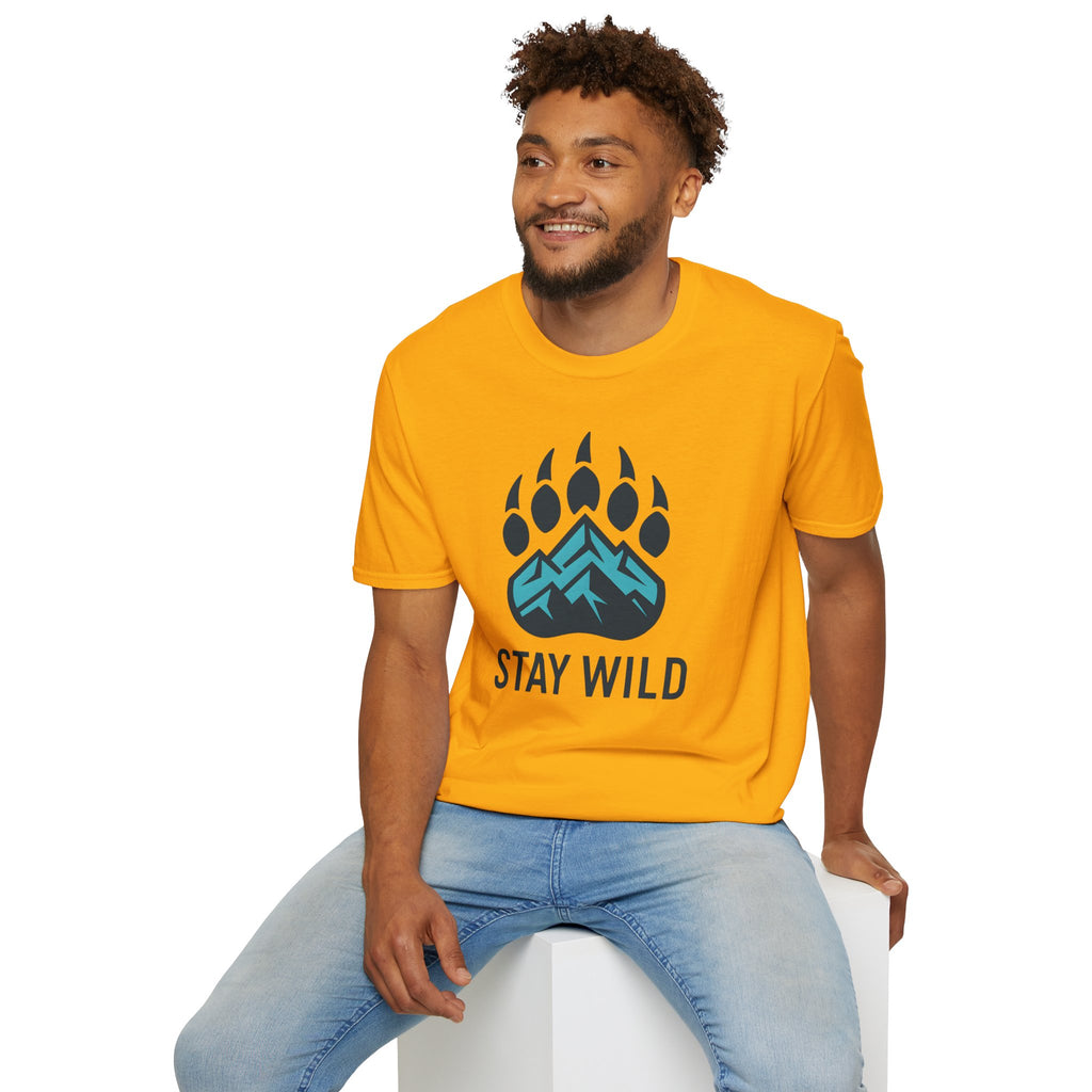 "Stay Wild" Bear Footprint Mountain Emblem T-Shirt