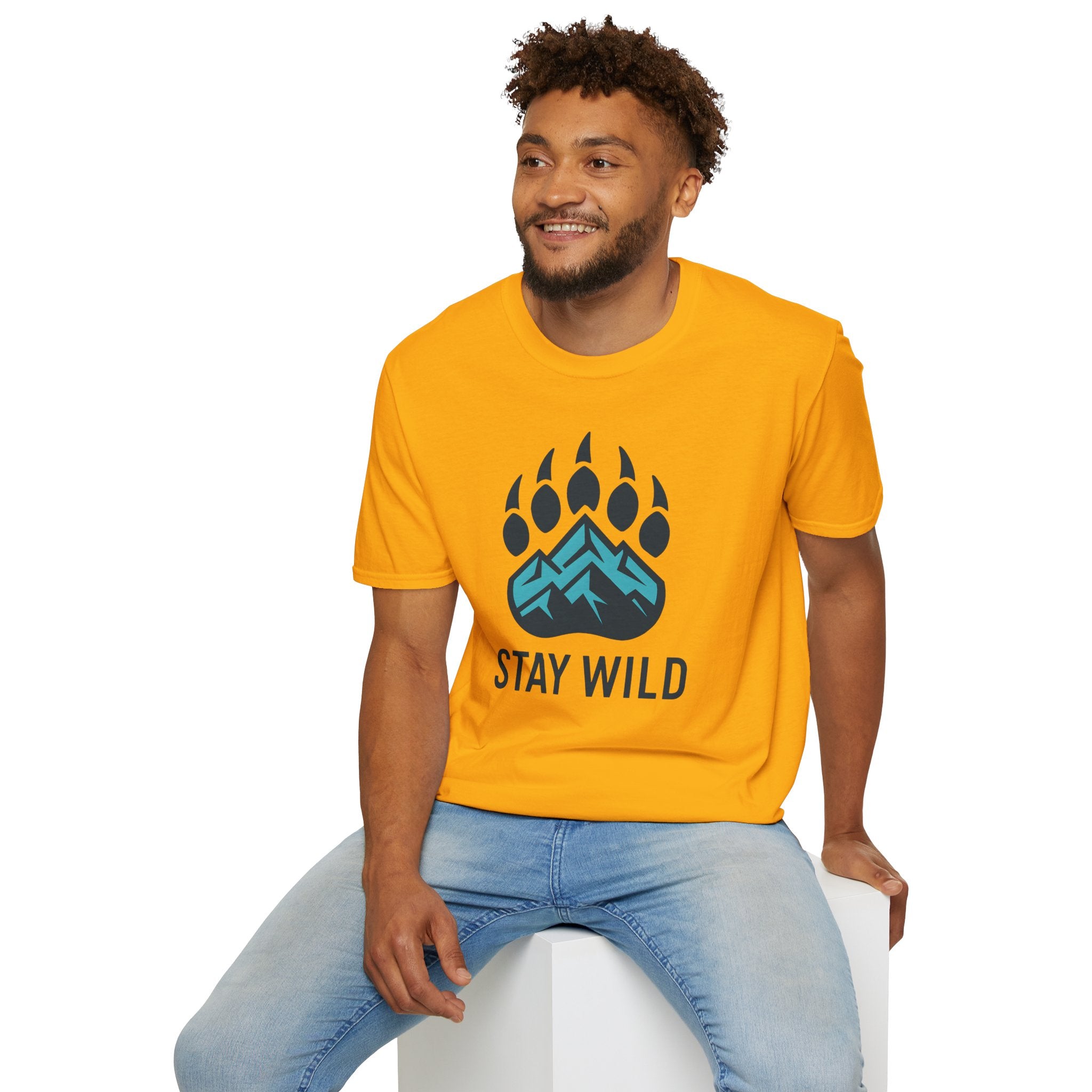 "Stay Wild" Bear Footprint Mountain Emblem T-Shirt