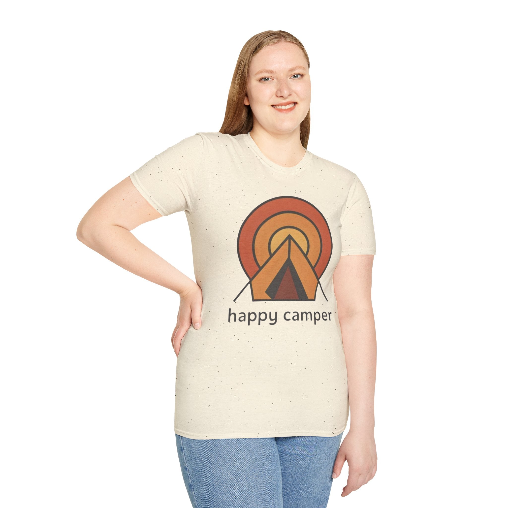 Happy Camper Retro Sunset Camping T-Shirt