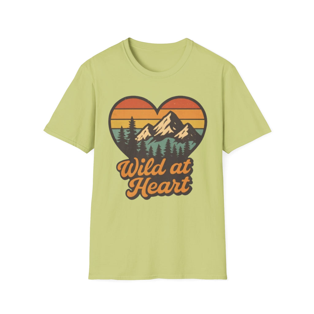 "Wild at Heart" Mountain Heart Retro Sunset Nature Tee Shirt