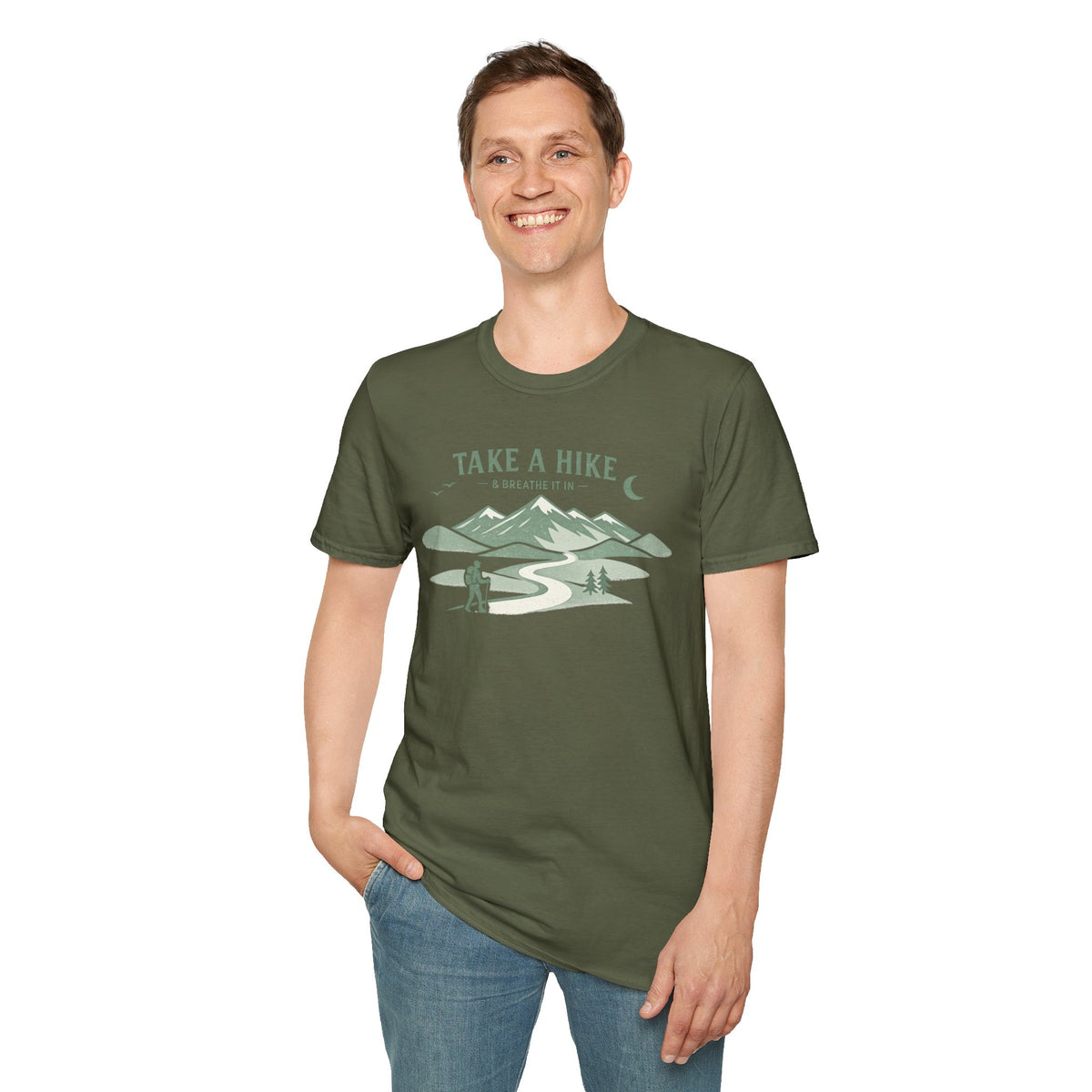 "Take A Hike & Breathe It In" Outdoor Hiking Graphic Tee