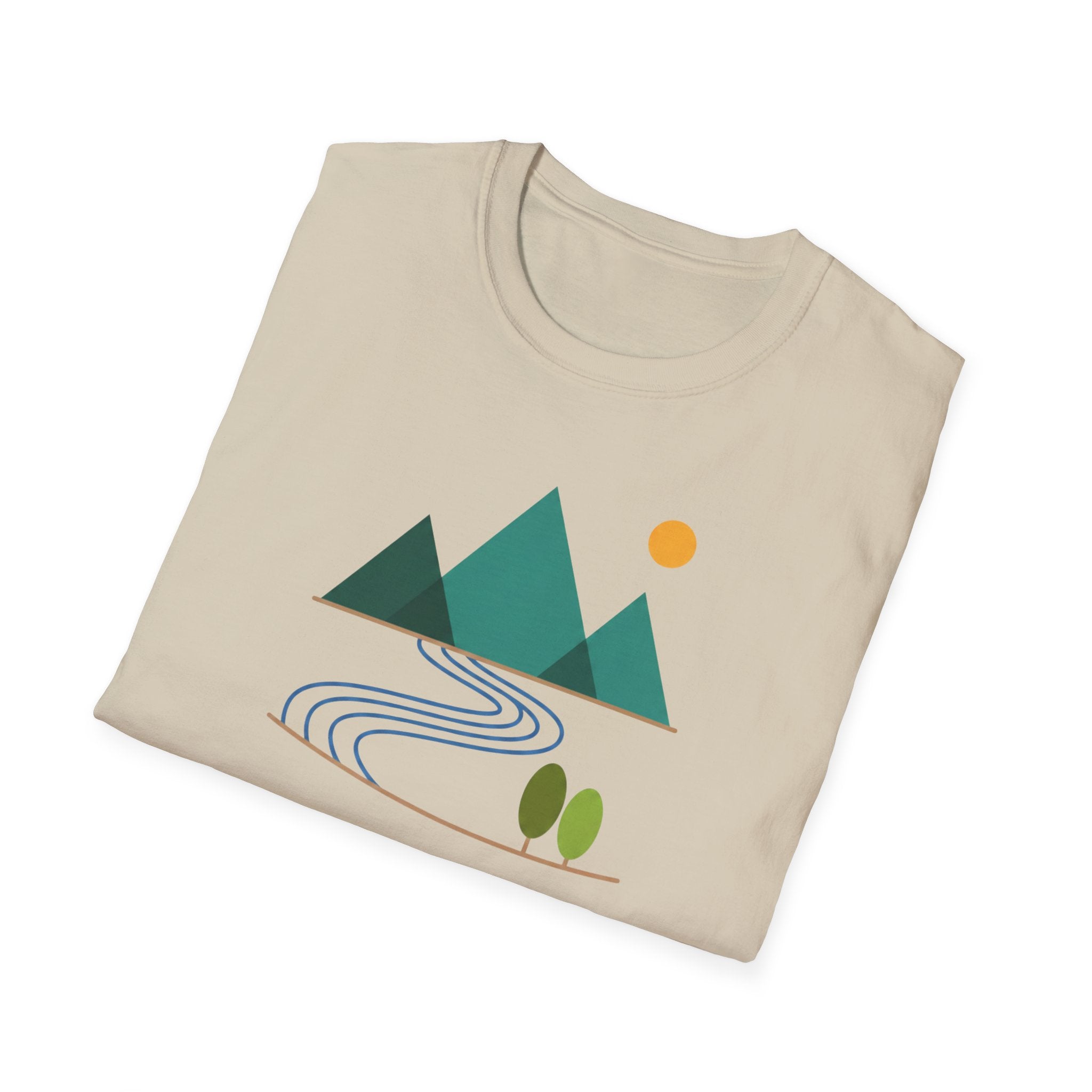 Minimal Mountain River T-Shirt — Nature Graphic Tee