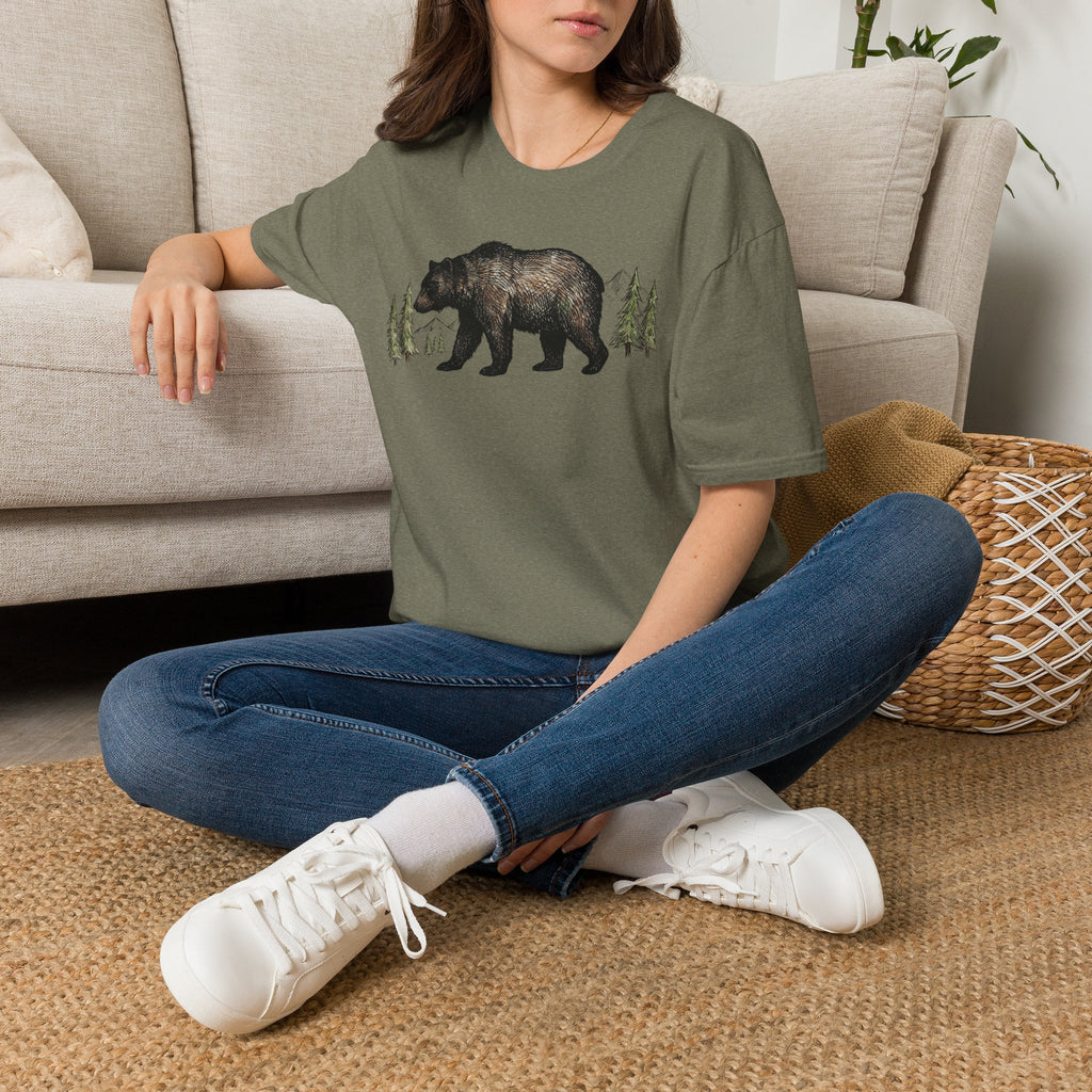 Bear & Forest T‑Shirt - Rustic Woodland Graphic Tee