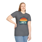 Canoe On The Lake At Sunset "The Lake Is My Happy Place" T-Shirt