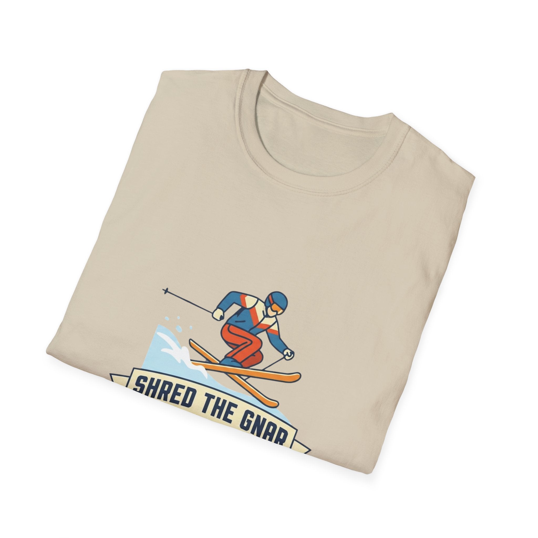 Shred the Gnar Skier T-Shirt | Retro Skiing Graphic