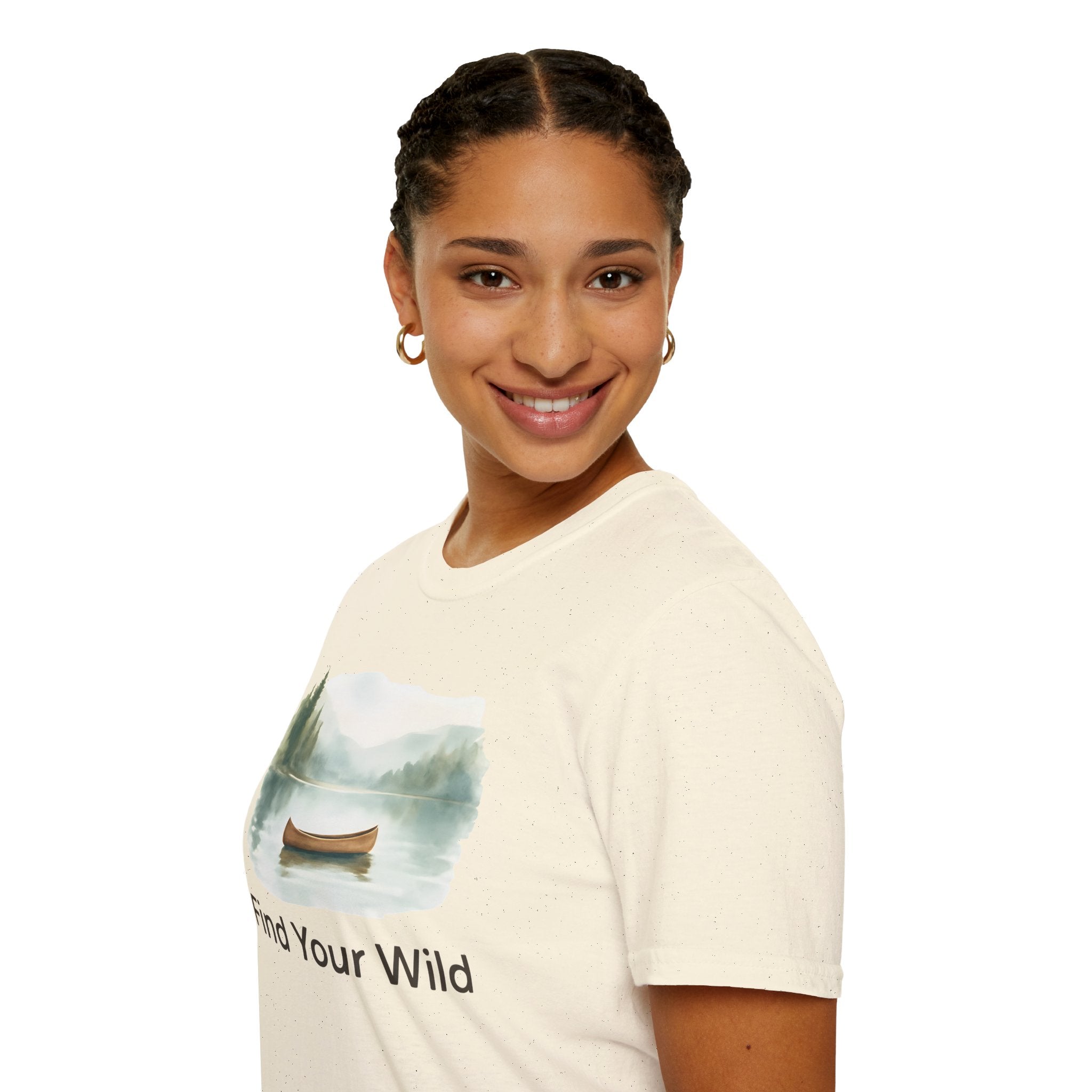 Find Your Wild Canoe T-Shirt — Lake Pine Trees Outdoor Adventure Tee