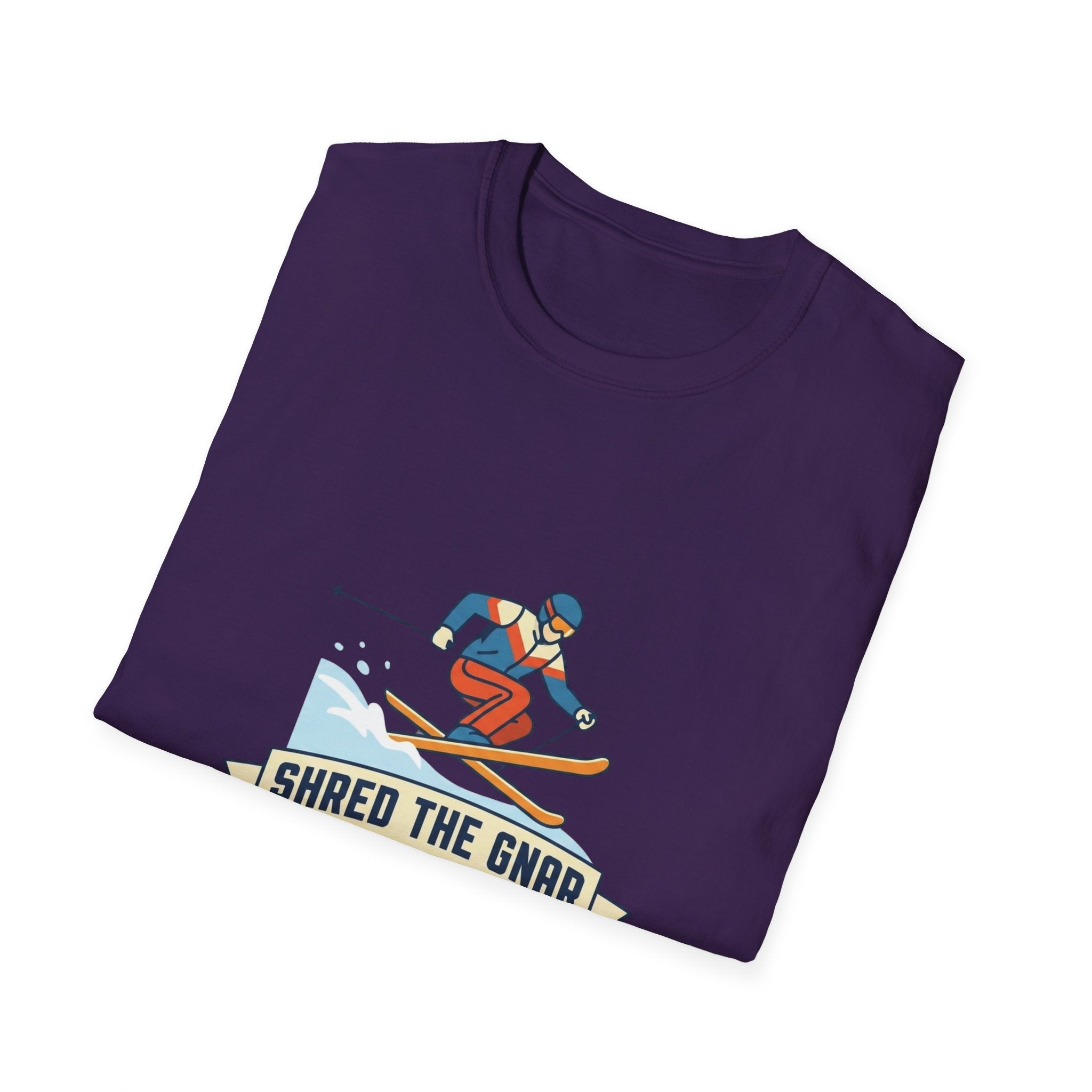 Shred the Gnar Skier T-Shirt | Retro Skiing Graphic