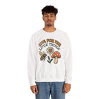 "Live For The Little Things" Bee, Daisy & Mushroom Retro Nature Design Crewneck Sweatshirt