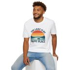 Canoe On The Lake At Sunset "The Lake Is My Happy Place" T-Shirt