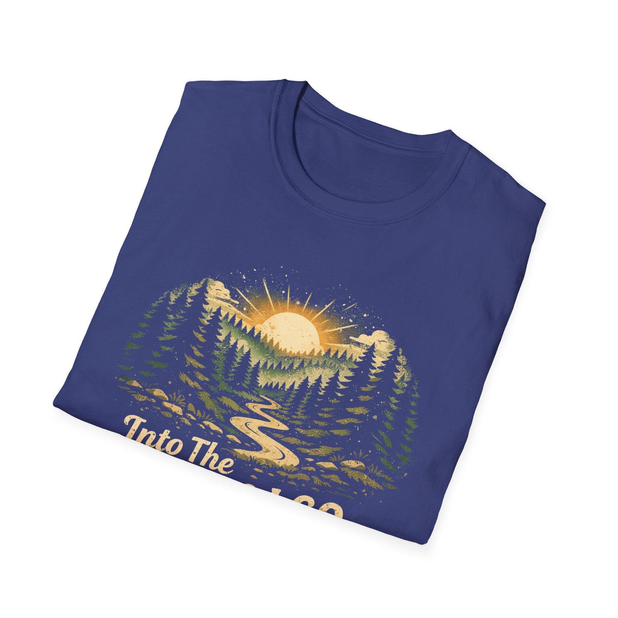 T-Shirt — "Into The Woods I Go" Vintage Forest Sunset Tee
