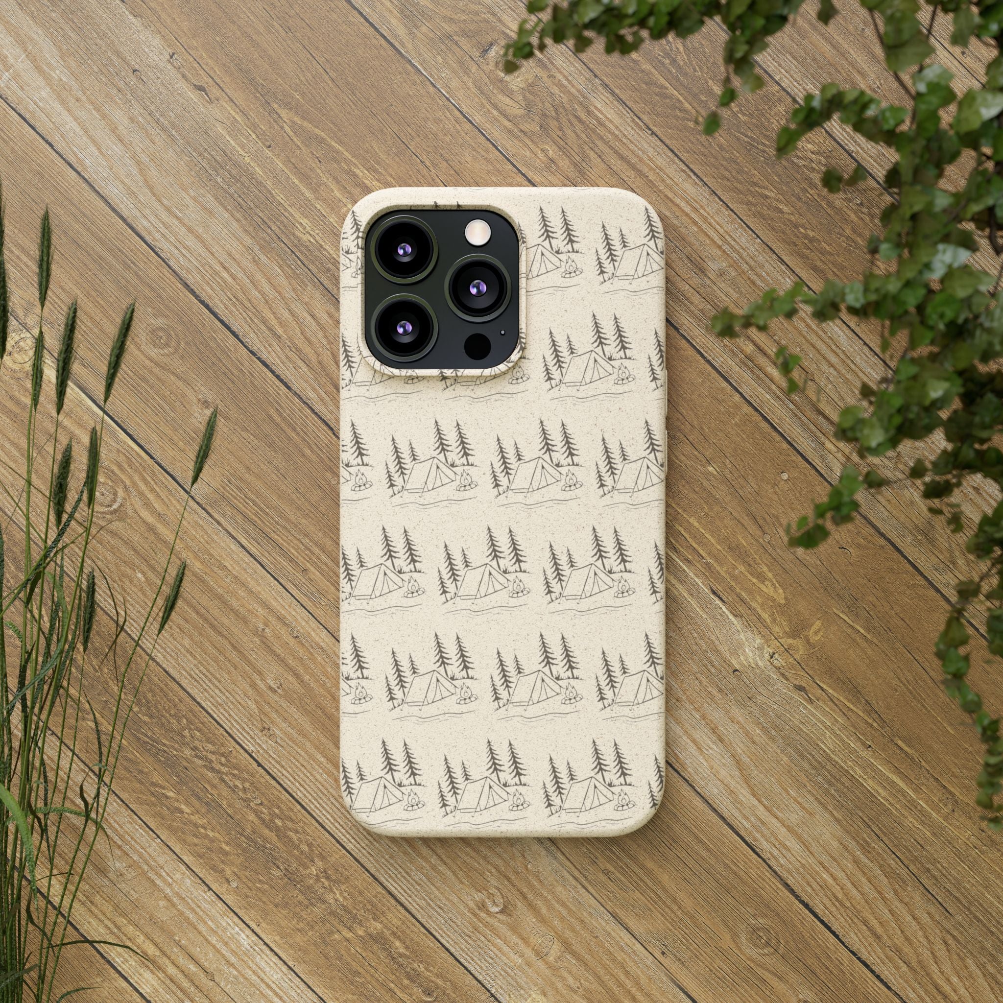 Biodegradable Phone Case — Eco-Friendly Forest Sketch Pattern