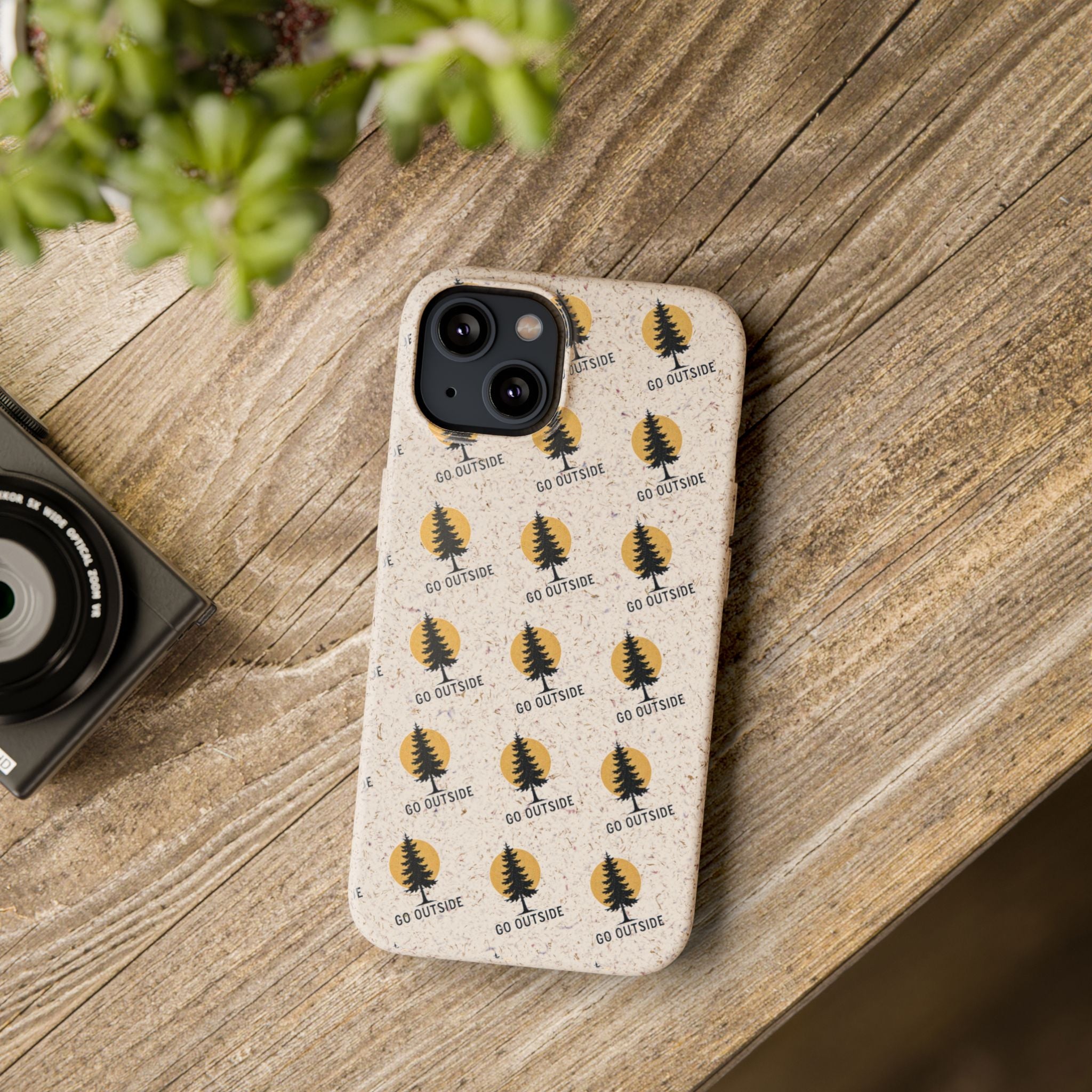 Biodegradable Phone Case — 'Go Outside' Recycled Eco-Friendly iPhone Cover