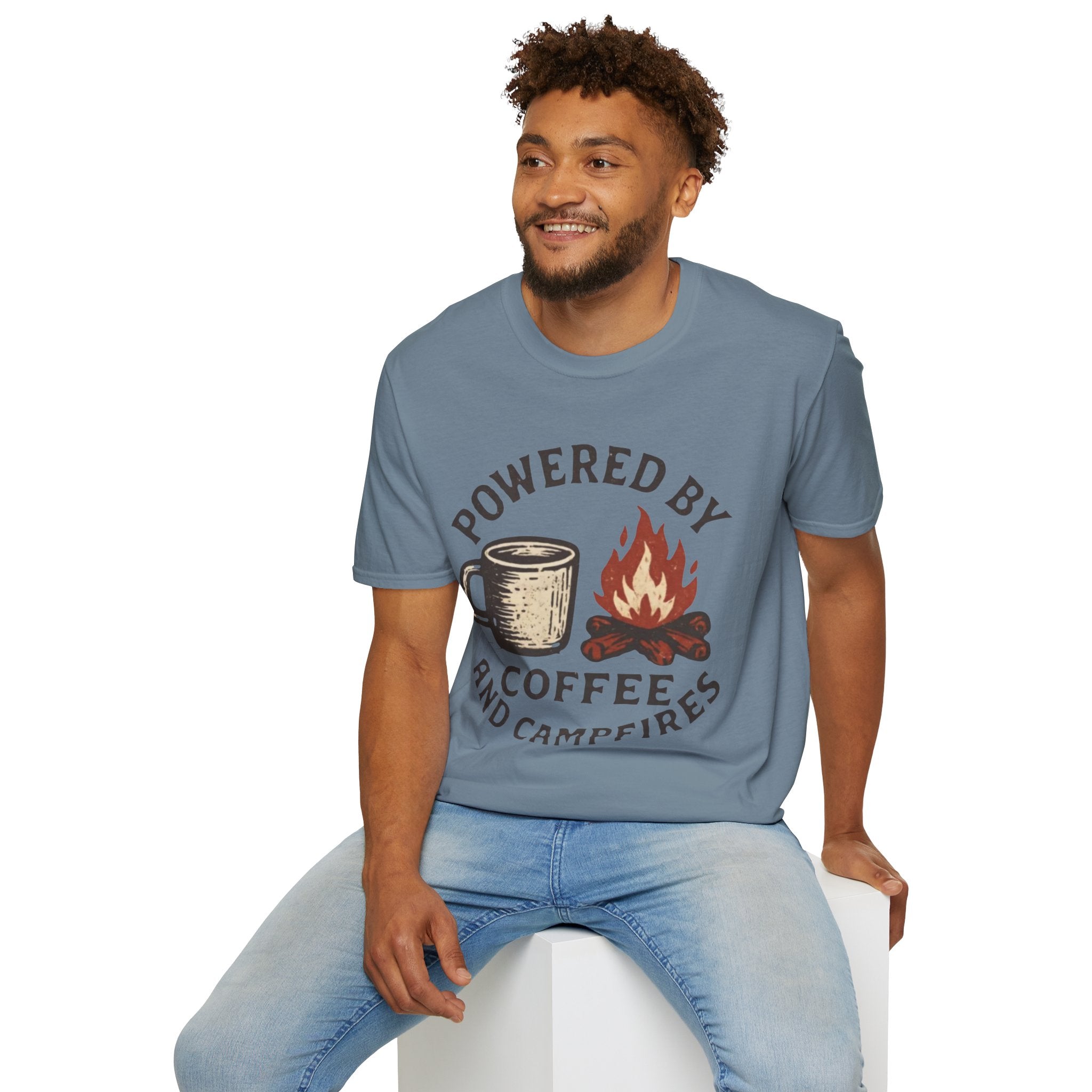 Powered By Coffee And Campfires Vintage Camping T-Shirt