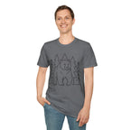 Bear & Pines T-Shirt — Minimal Line Drawing Woodland Tee