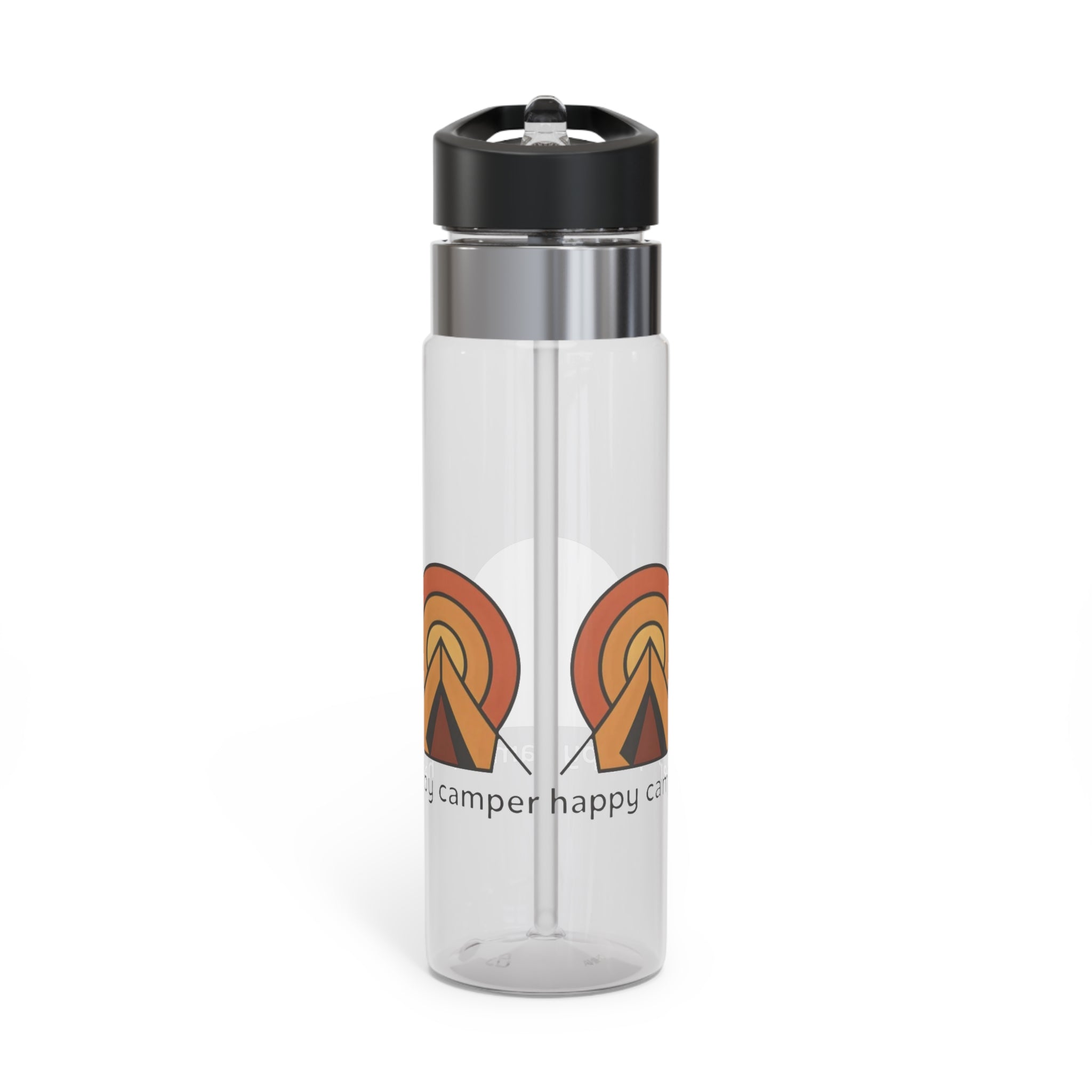 Retro Sunset Camping Water Bottle — 'Happy Camper' 20oz Tritan Sport Bottle