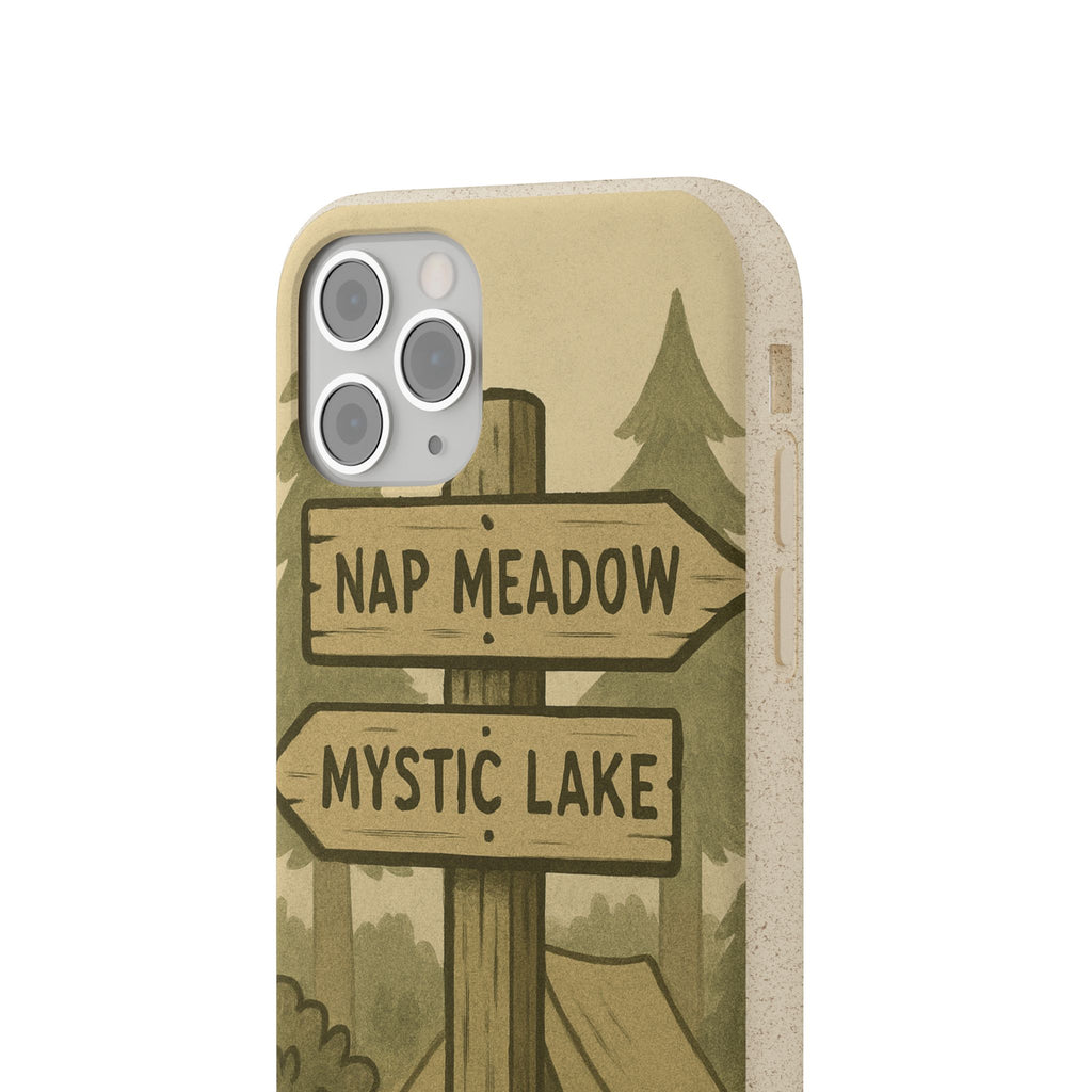 Biodegradable Phone Case — 'Nap Meadow' Mystic Lake Camping Design