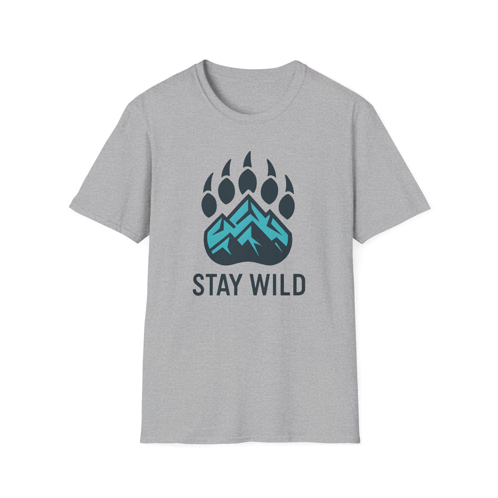 "Stay Wild" Bear Footprint Mountain Emblem T-Shirt