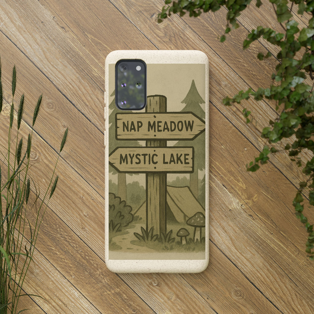 Biodegradable Phone Case — 'Nap Meadow' Mystic Lake Camping Design