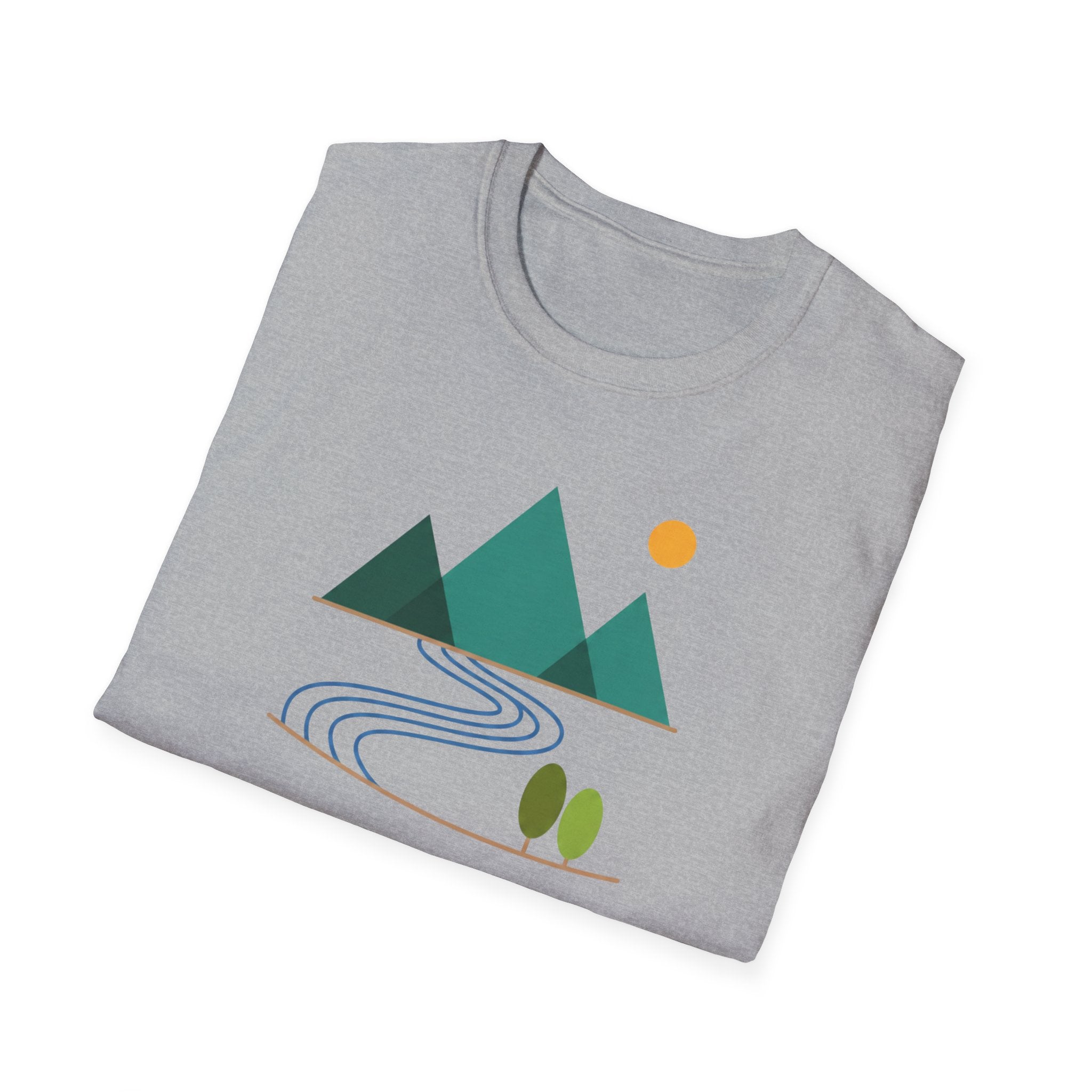 Minimal Mountain River T-Shirt — Nature Graphic Tee