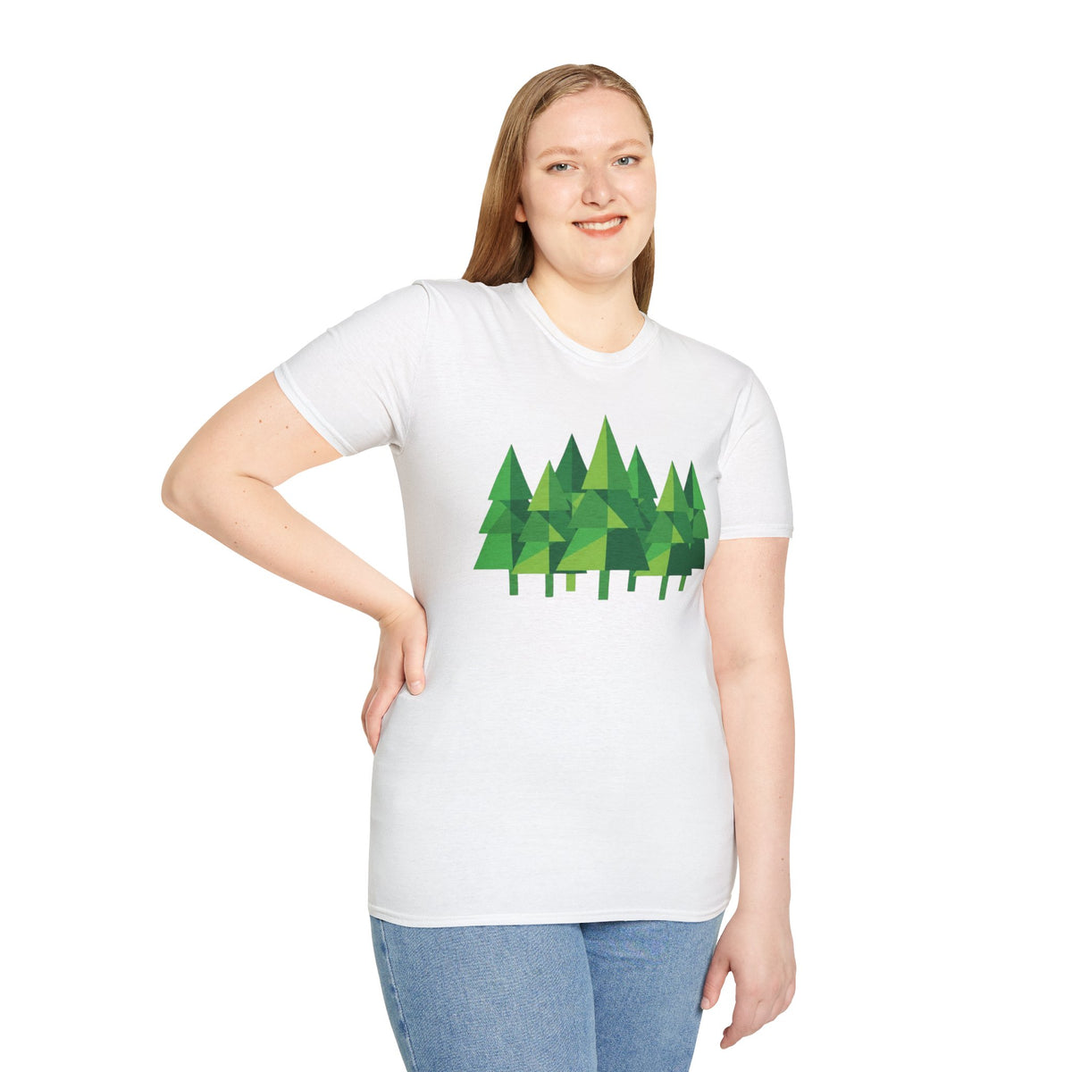 Forest Graphic T-Shirt — Minimal Green Pine Trees Tee