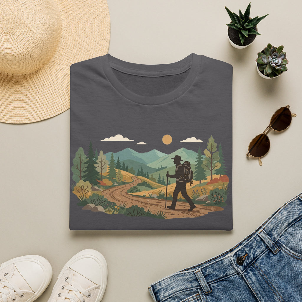 Hiker Mountain Sunset T-Shirt — Scenic Trail Adventure Tee