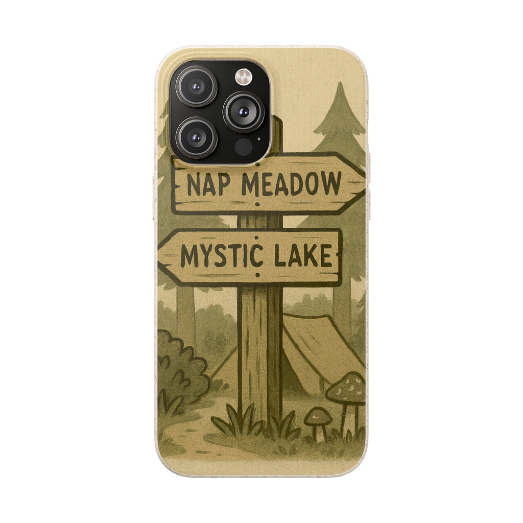 Biodegradable Phone Case — 'Nap Meadow' Mystic Lake Camping Design