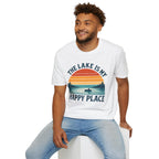"The Lake Is My Happy Place" Canoe On The Lake At Sunset T-Shirt