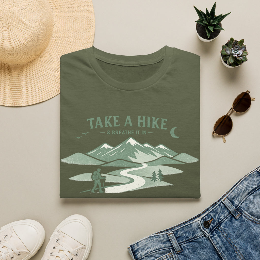 "Take A Hike & Breathe It In" Outdoor Hiking Graphic Tee
