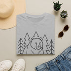 Bear & Pines T-Shirt — Minimal Line Drawing Woodland Tee