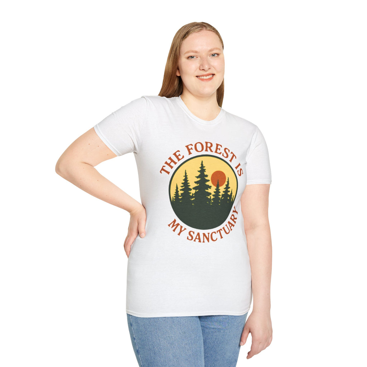 "The Forest Is My Sanctuary" Pines Sunset Graphic Tee Shirt