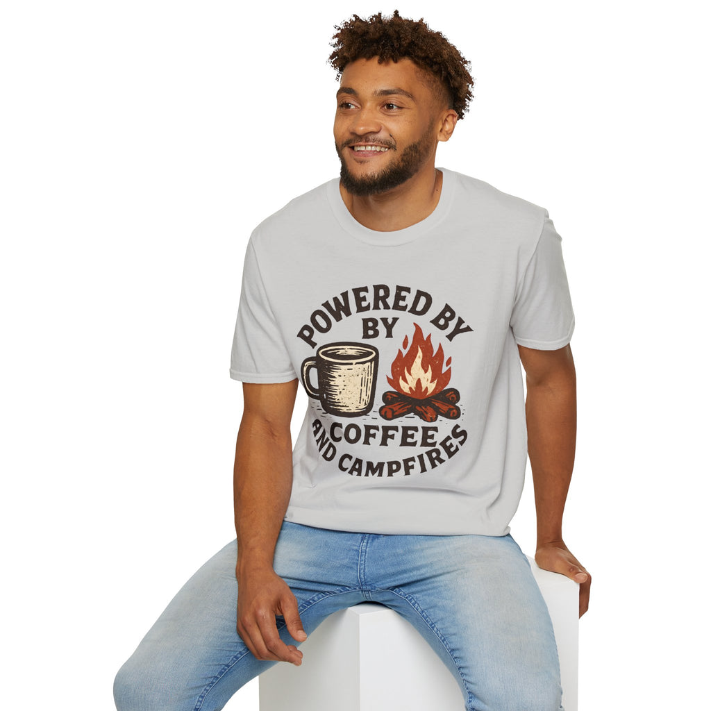 Powered By Coffee And Campfires Vintage Camping T-Shirt