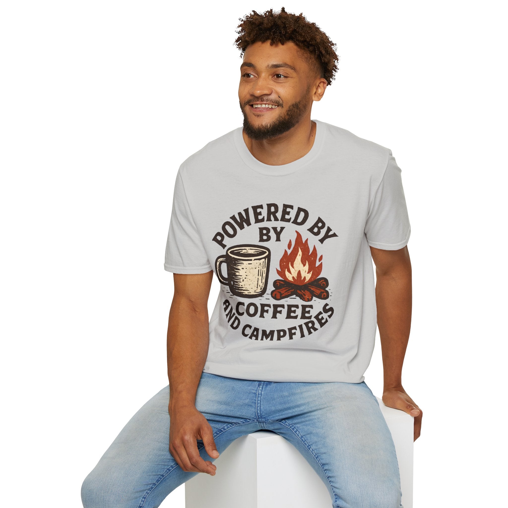 Powered By Coffee And Campfires Vintage Camping T-Shirt