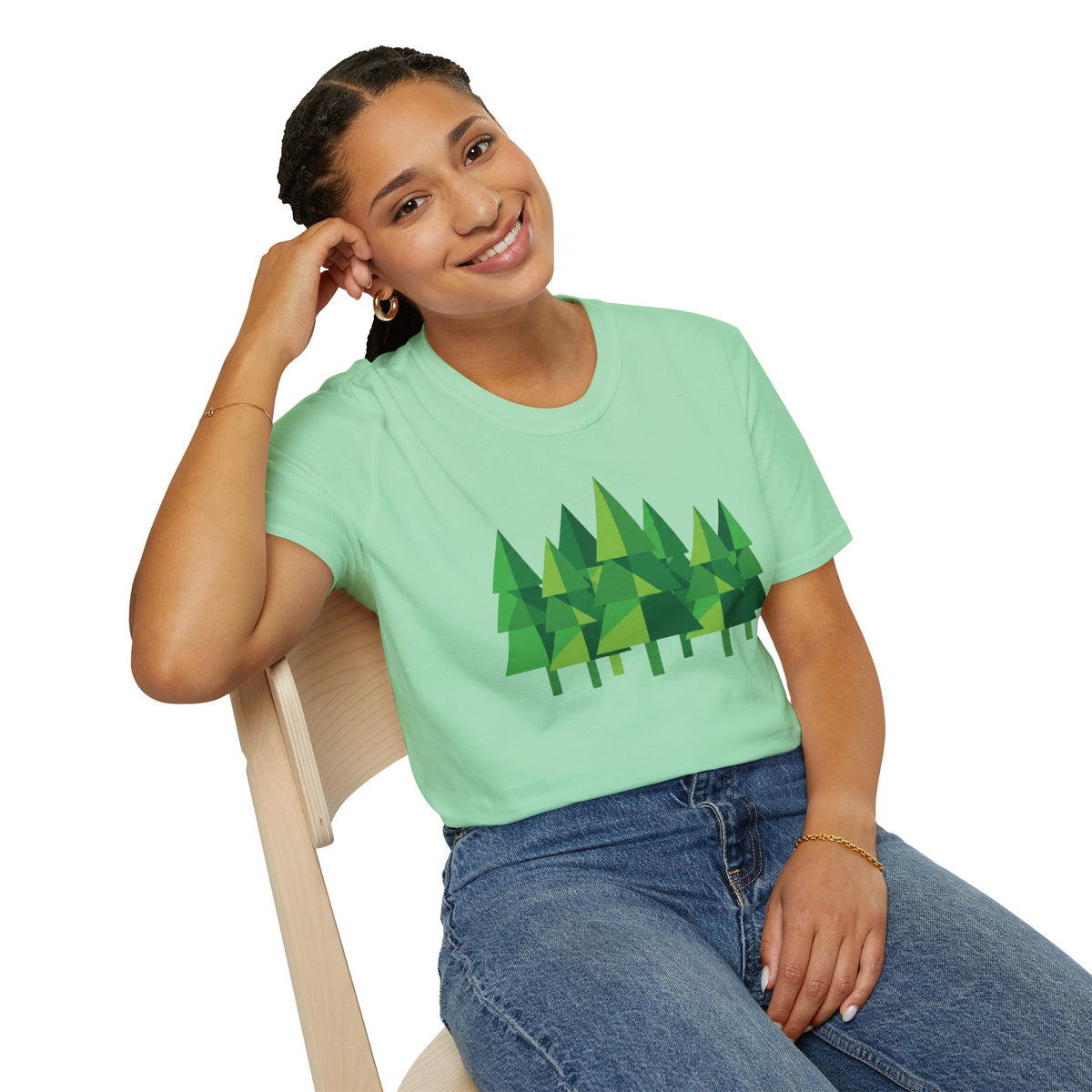 Forest Graphic T-Shirt — Minimal Green Pine Trees Tee