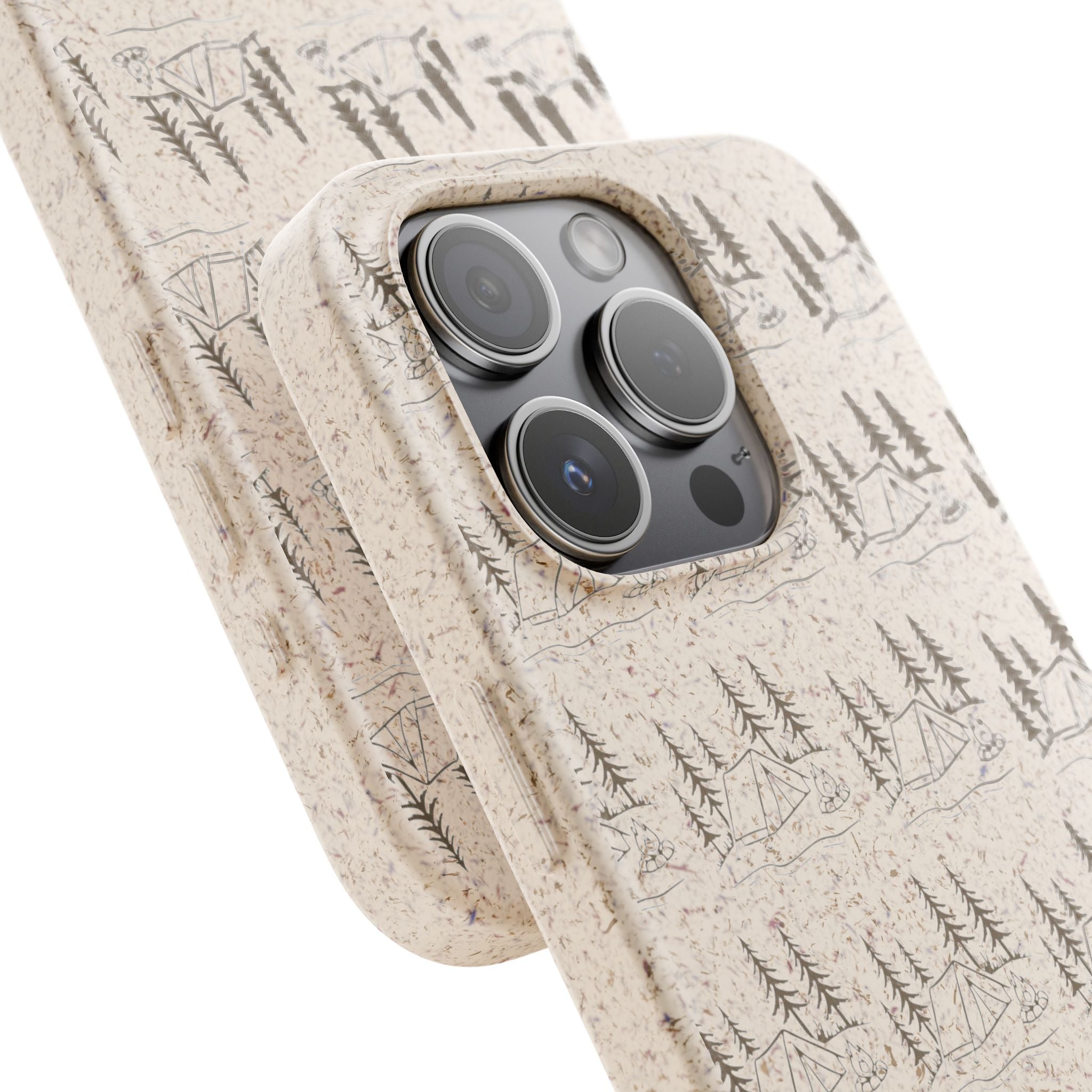 Biodegradable Phone Case — Eco-Friendly Forest Sketch Pattern