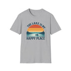 Canoe On The Lake At Sunset "The Lake Is My Happy Place" T-Shirt