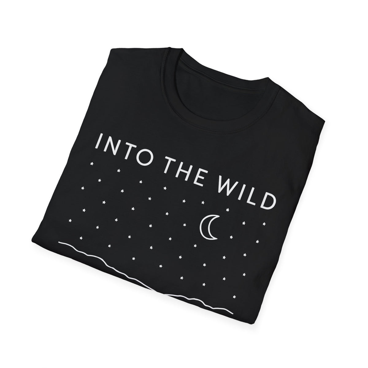 Into The Wild Canoe T-Shirt - Minimal Night Sky Lake Camping Tee