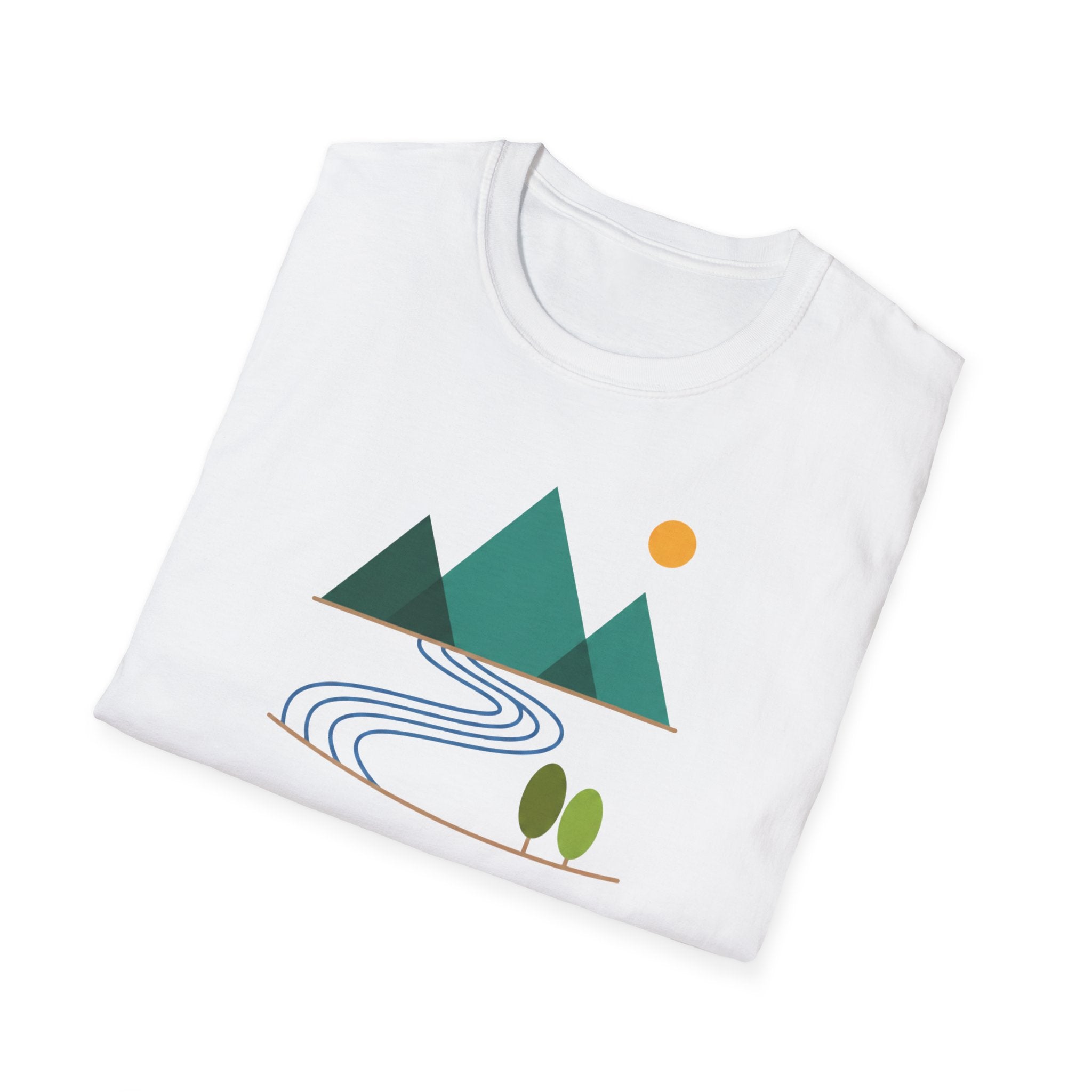 Minimal Mountain River T-Shirt — Nature Graphic Tee